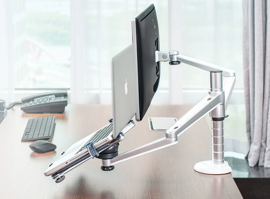 Dual Monitor & Laptop Desk Stand – Aluminum