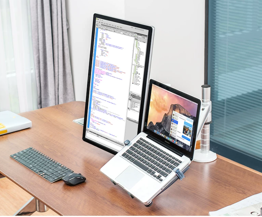 Dual Monitor & Laptop Desk Stand – Aluminum