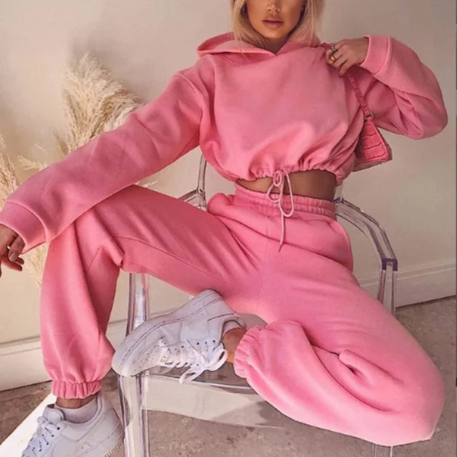 Soft Women Two Piece Set New Women's Sweats Set Comfortable Fashion High-quality Sport Drawstring Versatile Daily Casual