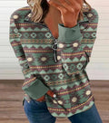 New European and American Womens Western Style Zipper Sweater